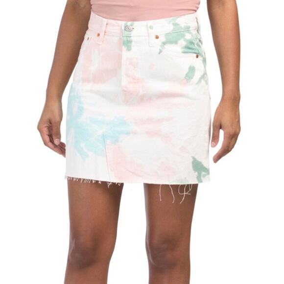 Levi’s High Rise Tie Dye Deconstructed Mini Skirt Size 26 - Picture 1 of 16